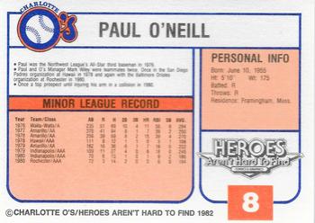 1982 Charlotte O's #NNO Paul O'Neill Back