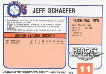 1982 Charlotte O's #NNO Jeff Schaeffer Back