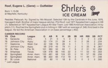 1982 Ehrler's Louisville Redbirds #NNO Gene Roof Back