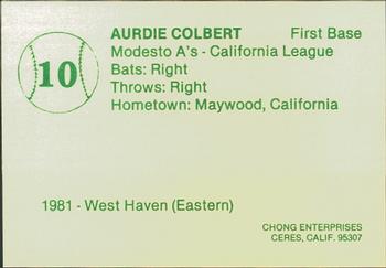 1982 Chong Modesto A's #10 Aurdie Culbert Back