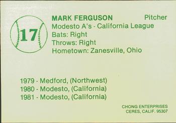 1982 Chong Modesto A's #17 Mark Ferguson Back