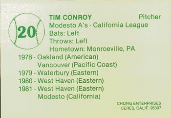 1982 Chong Modesto A's #20 Tim Conroy Back