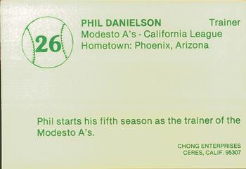 1982 Chong Modesto A's #26 Phil Danielson Back