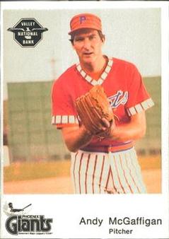 1982 Valley National Bank Phoenix Giants #19 Andy McGaffigan Front