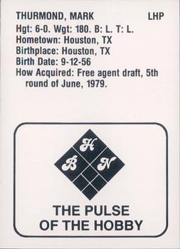 1983 Baseball Hobby News Las Vegas Stars #NNO Mark Thurmond Back