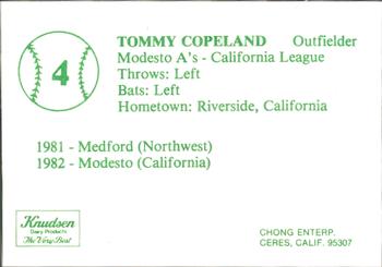 1983 Chong Modesto A's #4 Tommy Copeland Back