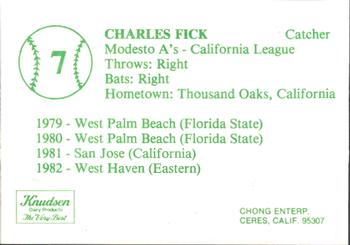 1983 Chong Modesto A's #7 Charles Fick Back