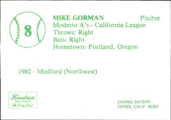 1983 Chong Modesto A's #8 Mike Gorman Back