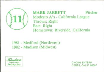 1983 Chong Modesto A's #11 Mark Jarrett Back