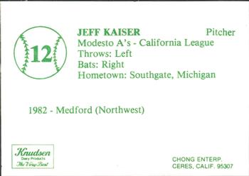 1983 Chong Modesto A's #12 Jeff Kaiser Back