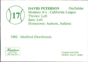 1983 Chong Modesto A's #17 David Peterson Back
