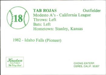 1983 Chong Modesto A's #18 Tab Rojas Back