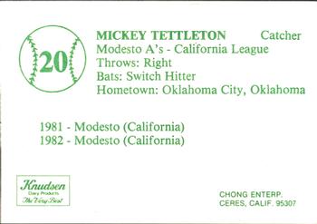 1983 Chong Modesto A's #20 Mickey Tettleton Back