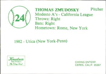 1983 Chong Modesto A's #24 Thomas Zmudosky Back
