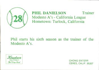 1983 Chong Modesto A's #28 Phil Danielson Back