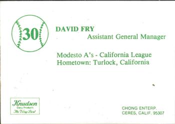 1983 Chong Modesto A's #30 Davis Fry Back