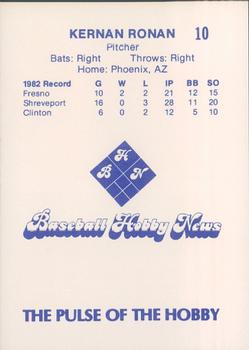 1983 Baseball Hobby News Phoenix Giants #10 Kernan Ronan Back