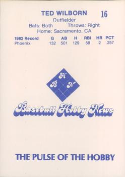 1983 Baseball Hobby News Phoenix Giants #16 Ted Wilborn Back