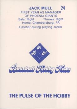 1983 Baseball Hobby News Phoenix Giants #24 Jack Mull Back