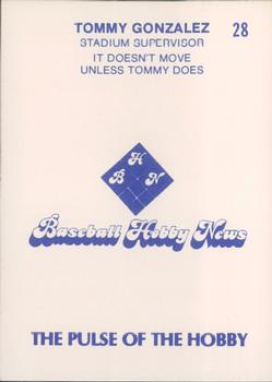 1983 Baseball Hobby News Phoenix Giants #28 Tommy Gonzalez Back