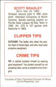 1984 Columbus Clippers Police #NNO Scott Bradley Back