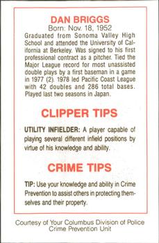 1984 Columbus Clippers Police #NNO Dan Briggs Back
