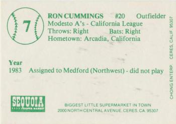 1984 Chong Modesto A's #7 Ron Cummings Back
