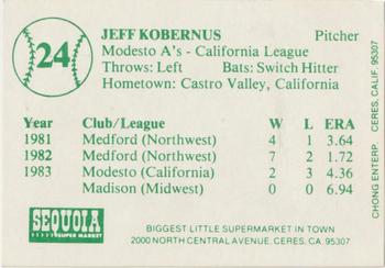 1984 Chong Modesto A's #24 Jeff Kobernus Back