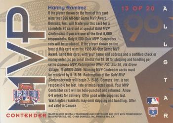 1996 Leaf - All-Star Game MVP Contenders Gold Exchange #13 Manny Ramirez Back