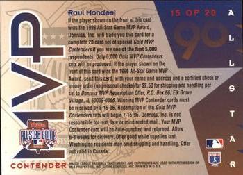 1996 Leaf - All-Star Game MVP Contenders Gold Exchange #15 Raul Mondesi Back