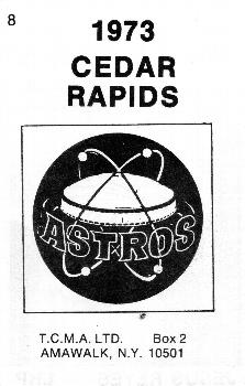 1973 TCMA Cedar Rapids Astros #8 Jesus Reyes Back