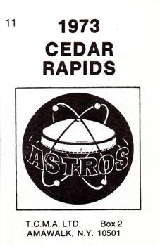 1973 TCMA Cedar Rapids Astros #11 Luis Pujols Back
