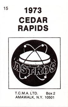 1973 TCMA Cedar Rapids Astros #15 Luis Sanchez Back