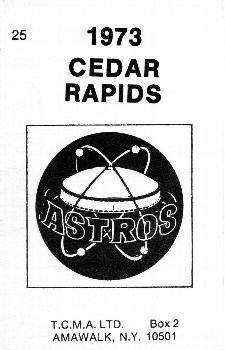 1973 TCMA Cedar Rapids Astros #25 Leo Posada Back