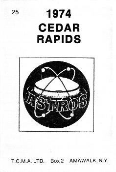1974 TCMA Cedar Rapids Astros #25 Leo Posada Back