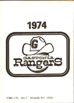 1974 TCMA Gastonia Rangers #NNO Don Bright Back