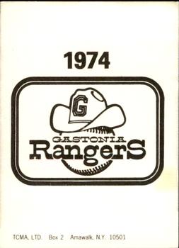 1974 TCMA Gastonia Rangers #NNO Lindsay Graham Back