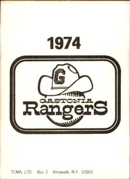 1974 TCMA Gastonia Rangers #NNO Rich Shubert Back