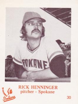 1974 Caruso Spokane Indians #30 Rick Henninger Front
