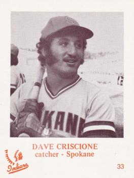 1974 Caruso Spokane Indians #33 Dave Criscione Front