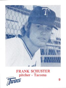 1974 Caruso Tacoma Twins #9 Frank Schuster Front