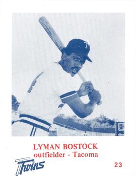 1974 Caruso Tacoma Twins #23 Lyman Bostock Front