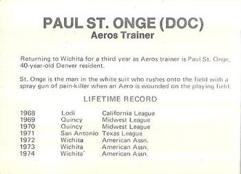 1974 Caruso/One Day Film Wichita Aeros #128 Paul St. Onge Back