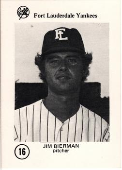 1975 Sussman Fort Lauderdale Yankees #16 Jim Bierman Front