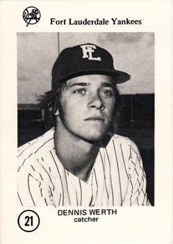 1975 Sussman Fort Lauderdale Yankees #21 Dennis Werth Front