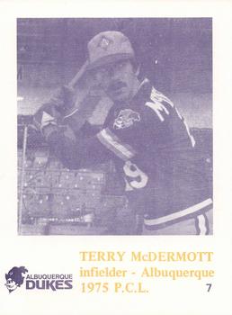 1975 Caruso Albuquerque Dukes #7 Terry McDermott Front