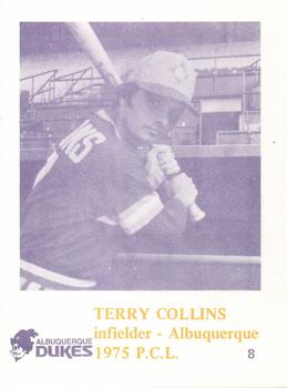 1975 Caruso Albuquerque Dukes #8 Terry Collins Front