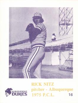 1975 Caruso Albuquerque Dukes #16 Rick Nitz Front