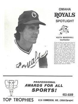 1975 Top Trophies Omaha Royals #NNO Keith Marshall Front