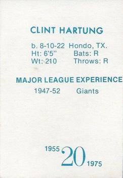 1975 Doug McWilliams 1955 Oakland Oaks #NNO Clint Hartung Back